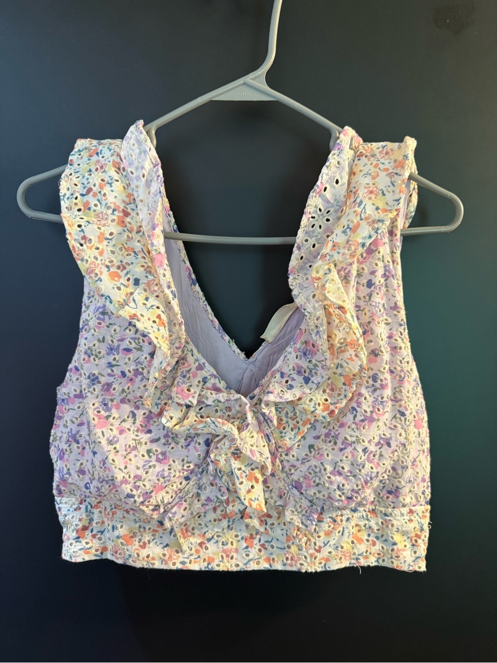 Altar'd State Lavender Floral Ruffle Camisole